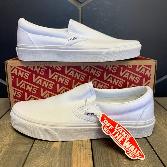 Vans Other - Vans Classic Slip On White Canvas Skate Shoe (MS)